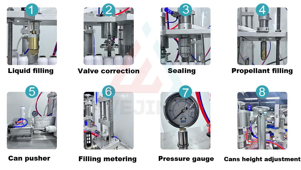 Details zur halbautomatischen Aerosolf&uuml;llmaschine